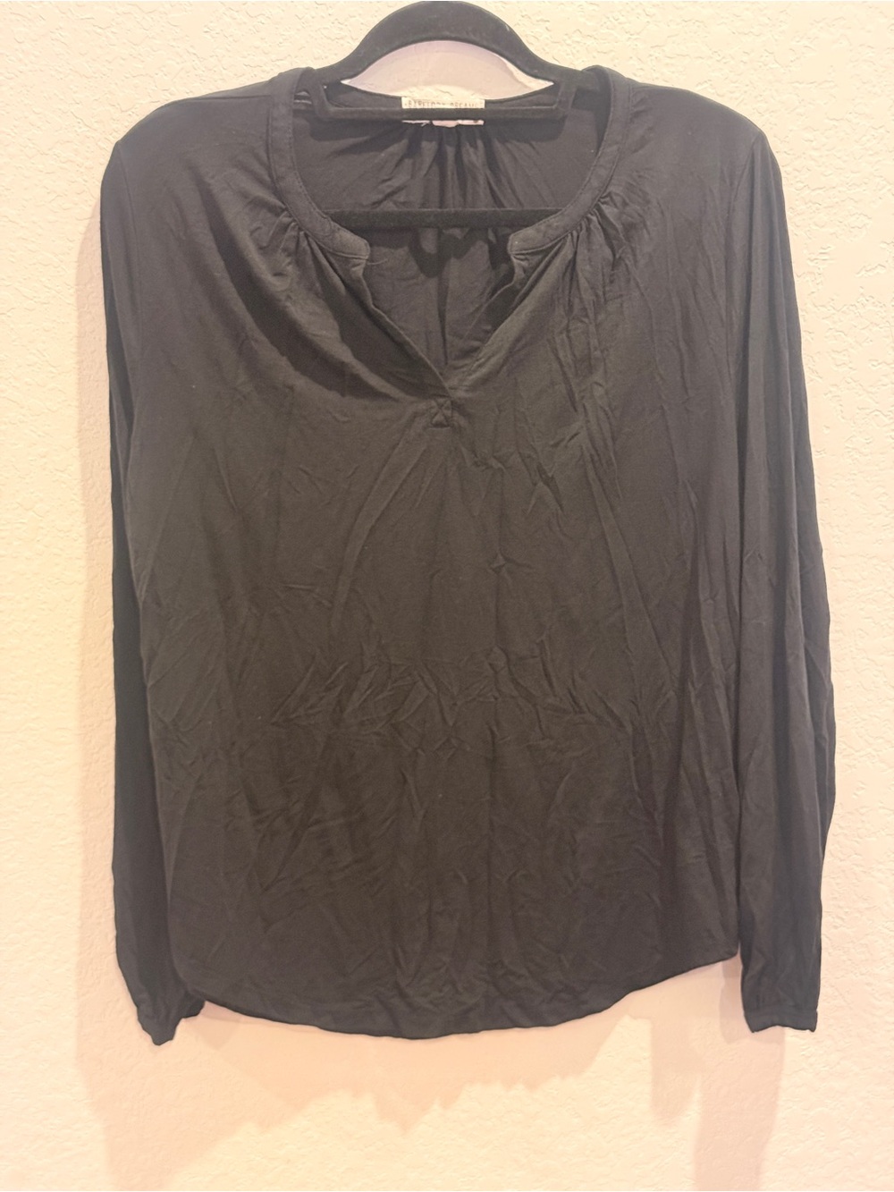Barefoot Dreams Black Long Sleeve V-Neck Blouse